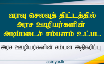 வரவு செலவுத் திட்டத்தில் அரச ஊழியர்களின் அடிப்படைச் சம்பள அதிகரிப்பு